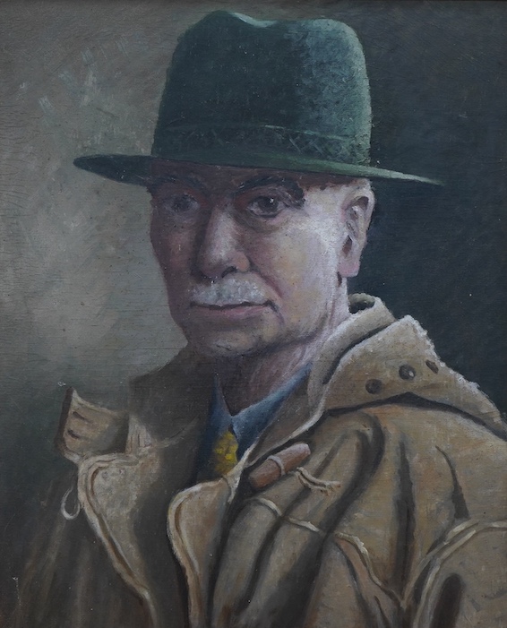 20th century British School, oil on canvas board, Portrait of Sir Adrian Paul Carton de Wiart (awarded the Victoria cross, 1880-1963), in civilian clothing, unsigned, details verso, 47 x 38cm. Condition - good